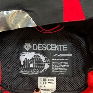 Mens authentic black red and white descente jacket